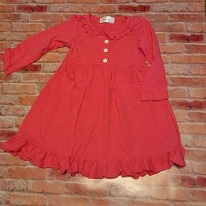 Ruffle cotton long sleeve dress